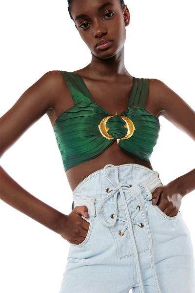 GREEN TOP WITH BUCKLE