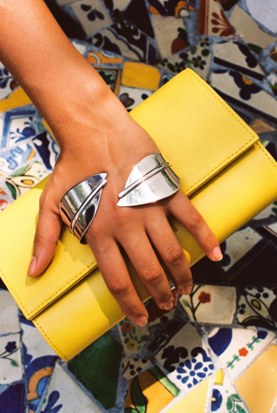 YELLOW SILVER-PLATED CLUTCH