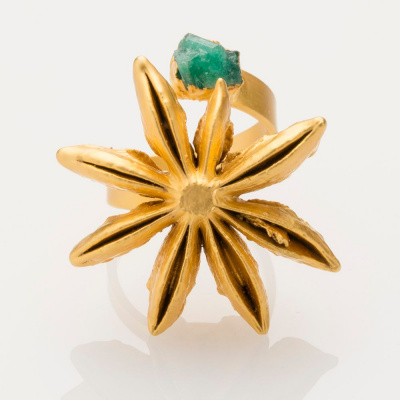 Anise and Rough Emerald Ring