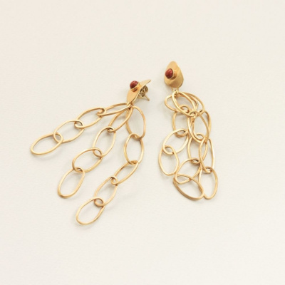 LONG GOLD EARRINGS WITH STONES