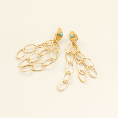 LONG GOLD EARRINGS WITH STONES