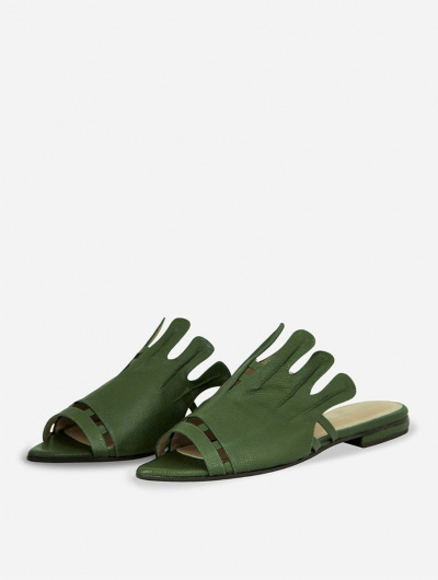 Green Leather Mule