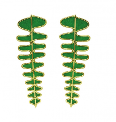  Fishbone Green Earrings