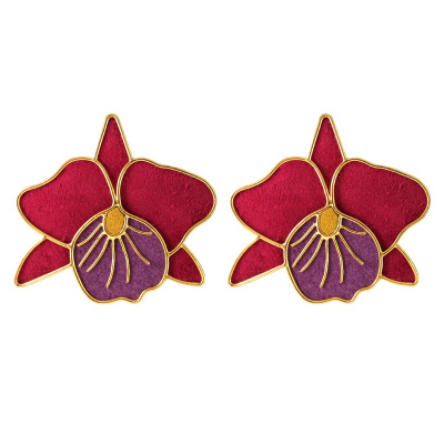 Catleya Marsala Orchid Earrings