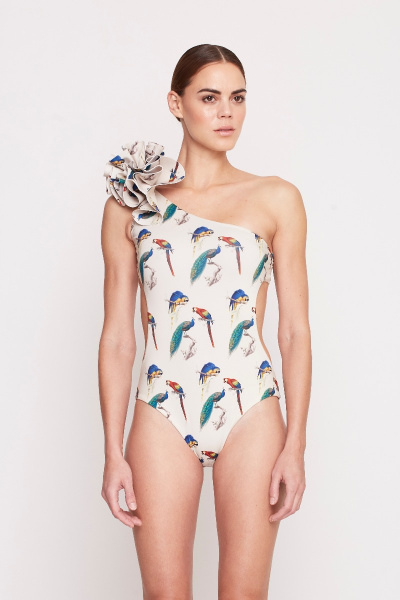 One Shoulder Swimsuit with removable flower