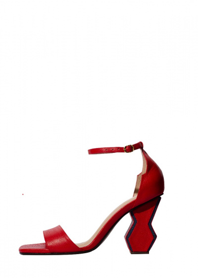 red geometric sandal