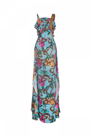 Blue Anaconda Print Maxi Dress