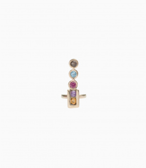 Golden Ring with 3 Colored Stones