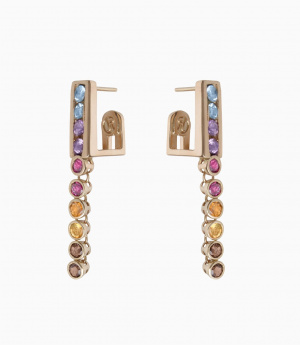 Golden G Earrings with Colored Stones
