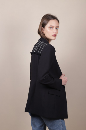 Black blazer with ethnic loom