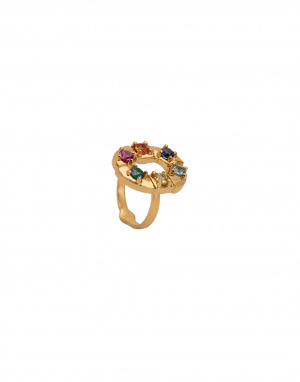 GOLDEN ROUNDED RING WITH STONES
